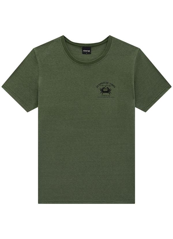 Enfim - Camiseta Verde Militar Slim em Linho