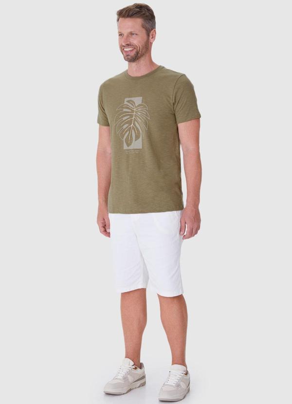 Malwee - Camiseta Verde Militar Slim Folhagem Malha 3