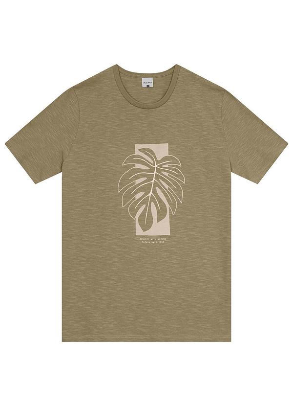 Malwee - Camiseta Verde Militar Slim Folhagem Malha 6
