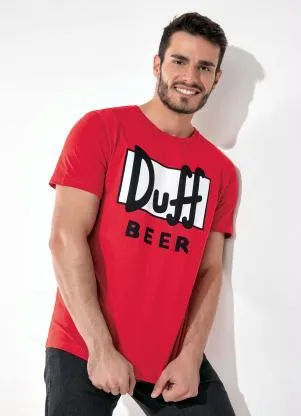 The Simpsons - Camiseta Vermelha Básica com Estampa Localizada - THE SIMPSONS