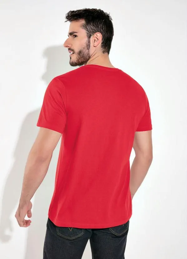 The Simpsons - Camiseta Vermelha Básica com Estampa Localizada 2