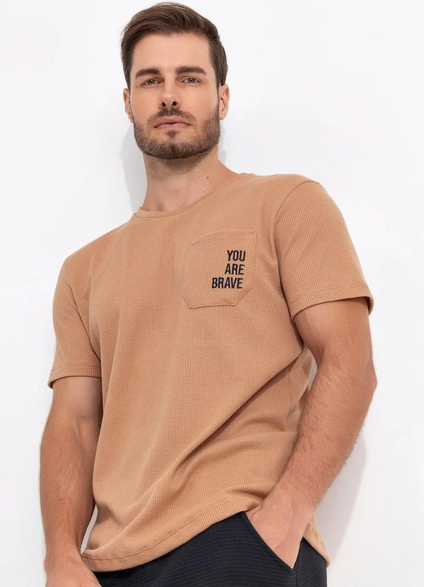 Fakini - Camiseta em Malha Bege