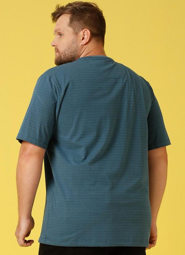 Seeder - Camista Plus Size Meia Malha Maquinetado Azul 2