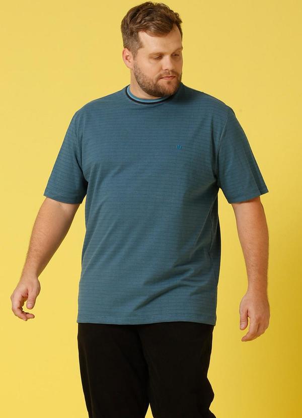 Seeder - Camista Plus Size Meia Malha Maquinetado Azul 3