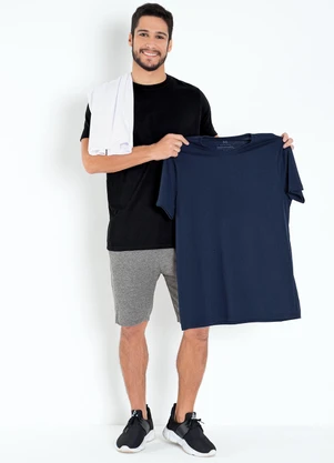 Basicamente - Kit 3 Camisetas Multicores em Malha de Algodão - BASICAMENTE