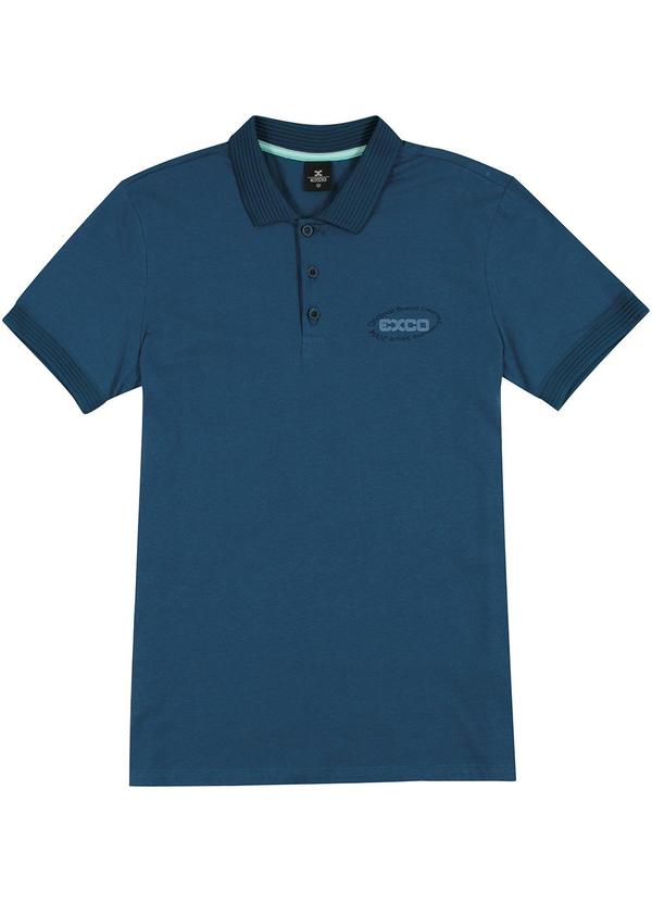 Exco - Polo em Meia Malha com Estampa Azul