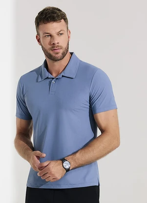 Veev - Polo Masculina em Malha Stretch Azul - VEEV