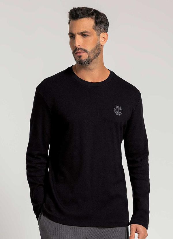 Exco - Blusa de Manga Longa Masculina Adulto Preto