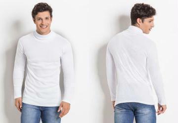 Blusa Manga Longa com Gola Rol Branca