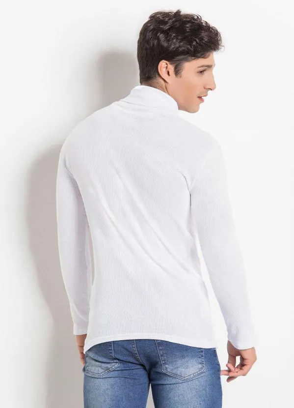 Moda Pop - Blusa Manga Longa com Gola Rolê Branca 2