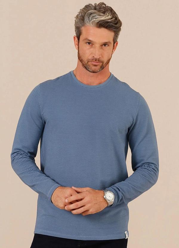 Seeder - Blusa Masculina Malha Listra c/ Viscose Regular Fit Azul