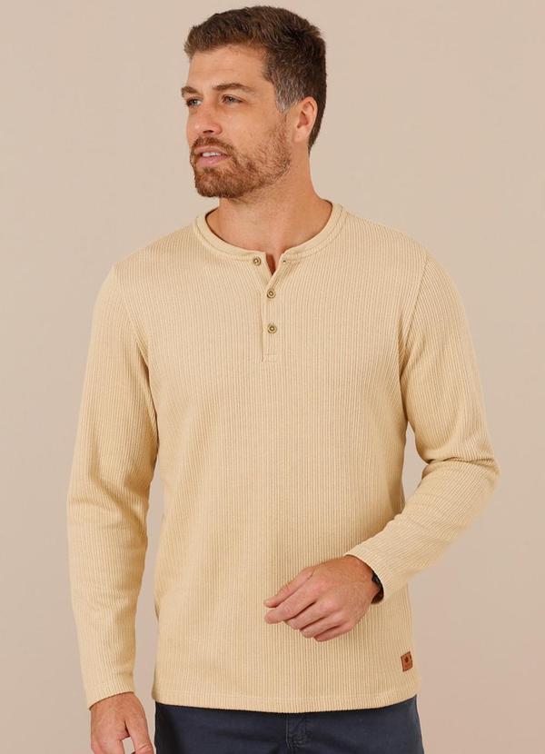 Seeder - Blusa Masculina Manga Longa em Tricot Bege