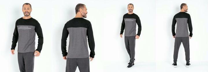 Blusa Mescla Preta com Pala Frente e Costas