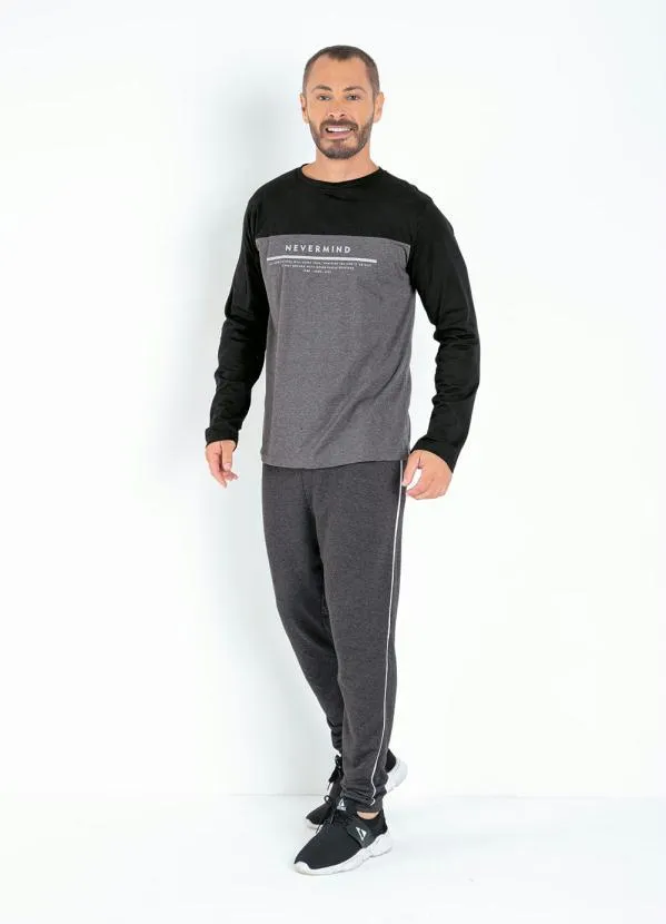 Moda Pop - Blusa Mescla Preta com Pala Frente e Costas 3