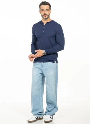 Cobertura - Camisa com Gola Padre Azul - COBERTURA