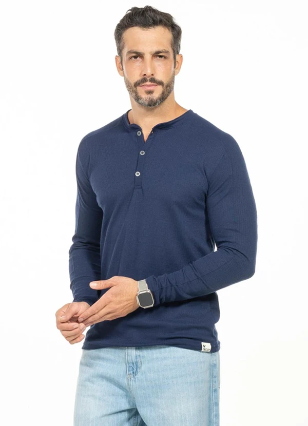 Cobertura - Camisa com Gola Padre Azul
