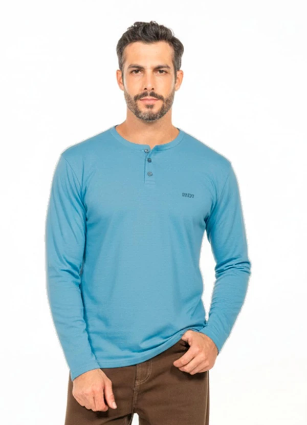 Cobertura - Camisa Manga Longa com Gola Padre Azul