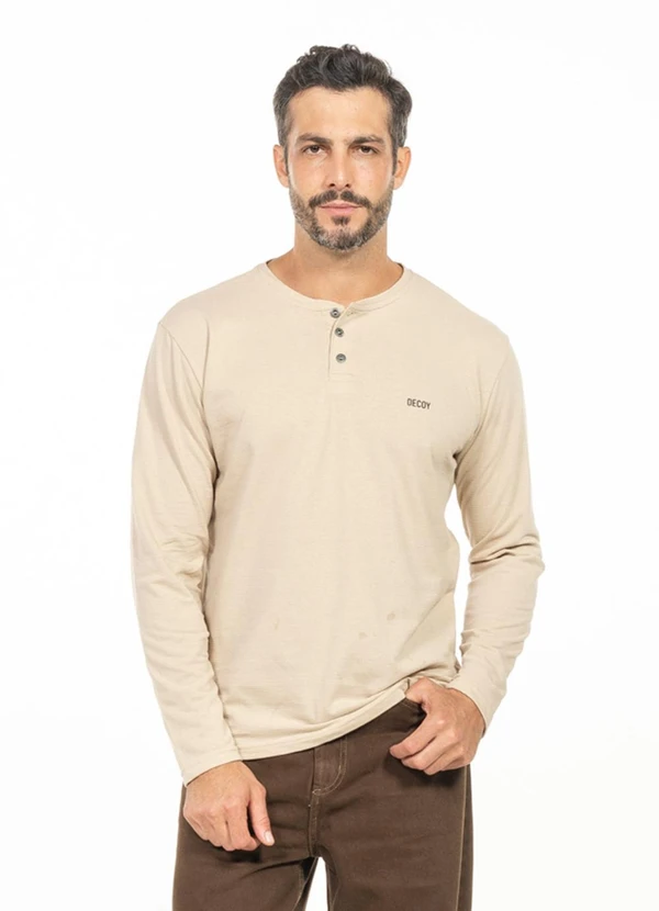 Cobertura - Camisa Manga Longa com Gola Padre Bege