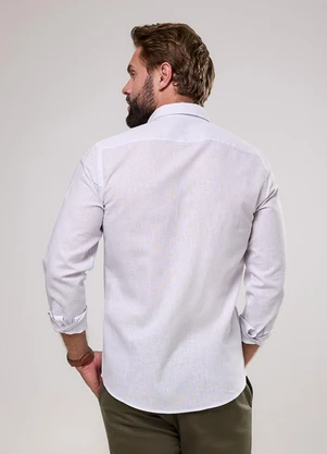 Happy - Camisa Manga Longa Slim Capri Linho Branca - HAPPY