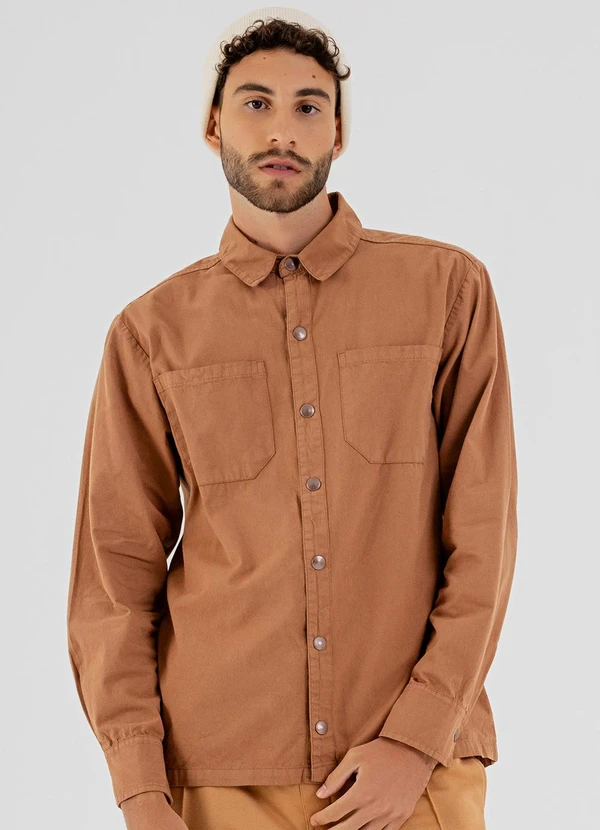 The Philippines - Camisa Masculina em Sarja Marrom