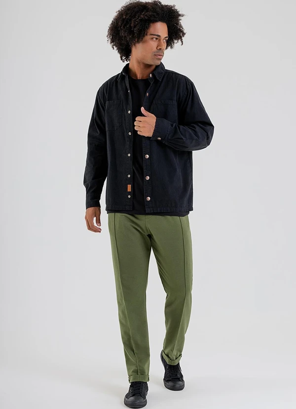 The Philippines - Camisa Masculina em Sarja Preto 3