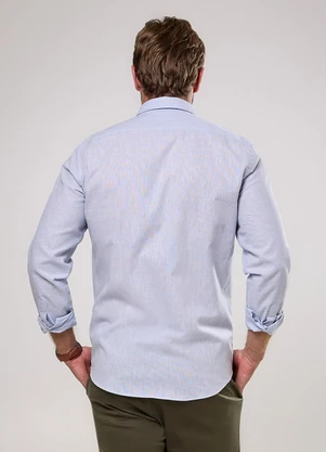 Happy - Camisa Masculina Slim Capri Linho Azul - HAPPY