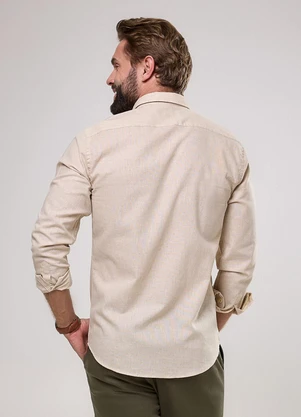 Happy - Camisa Masculina Slim Capri Linho Bege - HAPPY