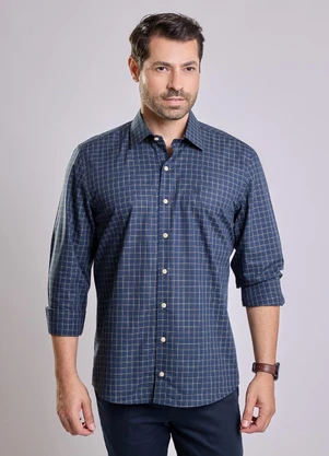Happy - Camisa Masculina Slim Daniel Azul - HAPPY