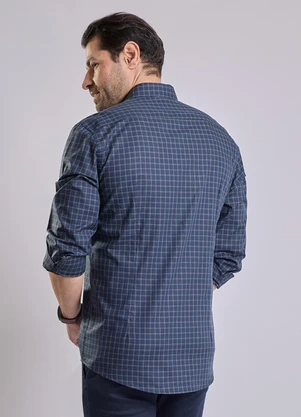 Happy - Camisa Masculina Slim Daniel Azul - HAPPY