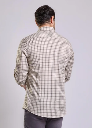 Happy - Camisa Masculina Slim Miguel Bege - HAPPY
