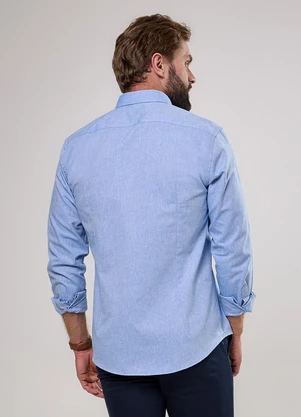 Happy - Camisa Masculina Slim Oxford Azul - HAPPY