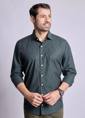 Happy - Camisa Masculina Slim Sebastian Verde - HAPPY