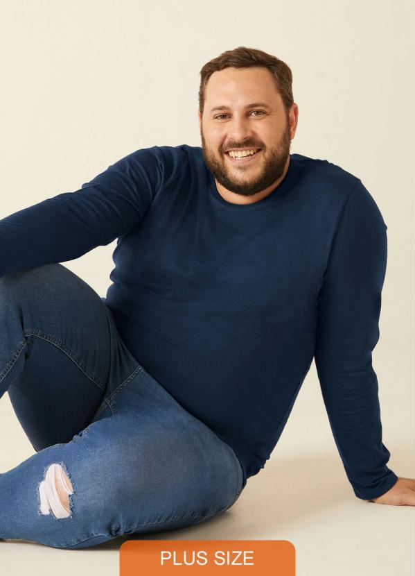 Malwee Plus - Camiseta Azul Marinho Tradicional em Malha