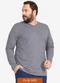 Basicamente - Camiseta Básica Gola V Manga Longa Plus Masculina - variação: Cinza