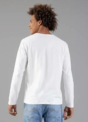 Just Basic - Camiseta Básica Manga Longa Branco - JUST BASIC