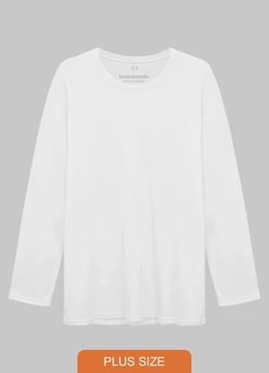 Basicamente - Camiseta Básica Manga Longa Plus Branco - BASICAMENTE