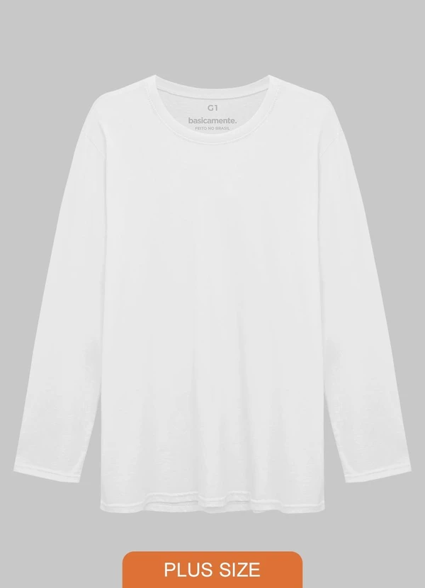 Basicamente - Camiseta Básica Manga Longa Plus Branco