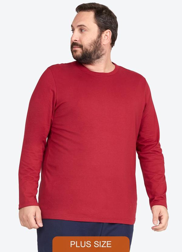 Basicamente - Camiseta Básica Manga Longa Plus Marsala