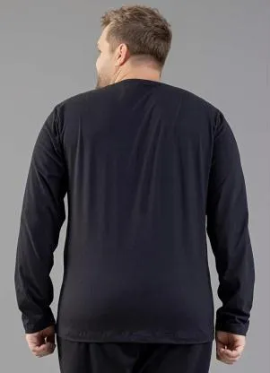 Just Basic - Camiseta Básica Manga Longa Preto - JUST BASIC