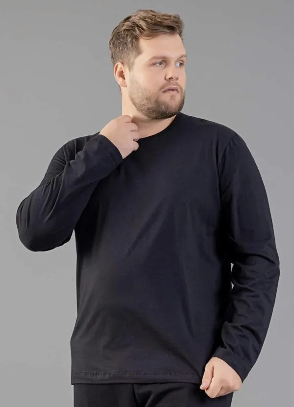 Just Basic - Camiseta Básica Manga Longa Preto
