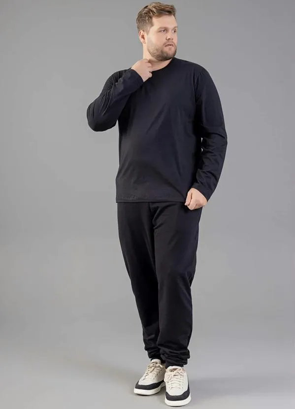 Just Basic - Camiseta Básica Manga Longa Preto 3