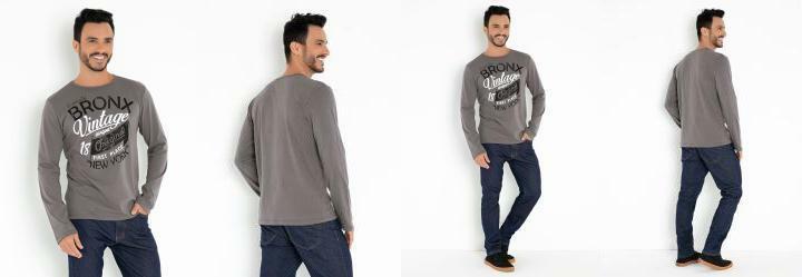 Camiseta Cinza com Estampa Frontal