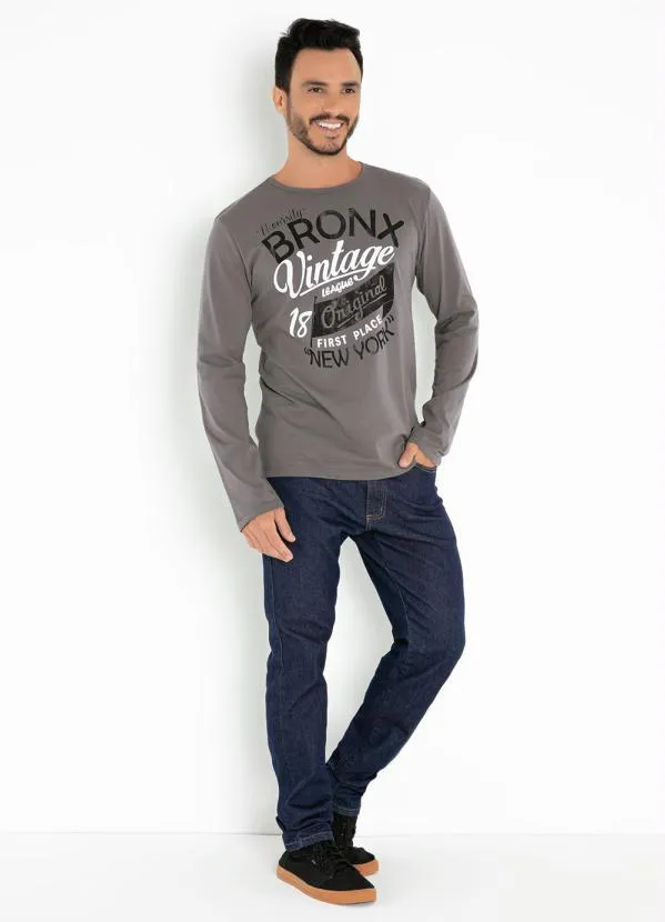 Moda Pop - Camiseta Cinza com Estampa Frontal 3