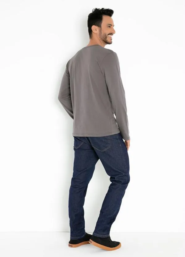 Moda Pop - Camiseta Cinza com Estampa Frontal 4