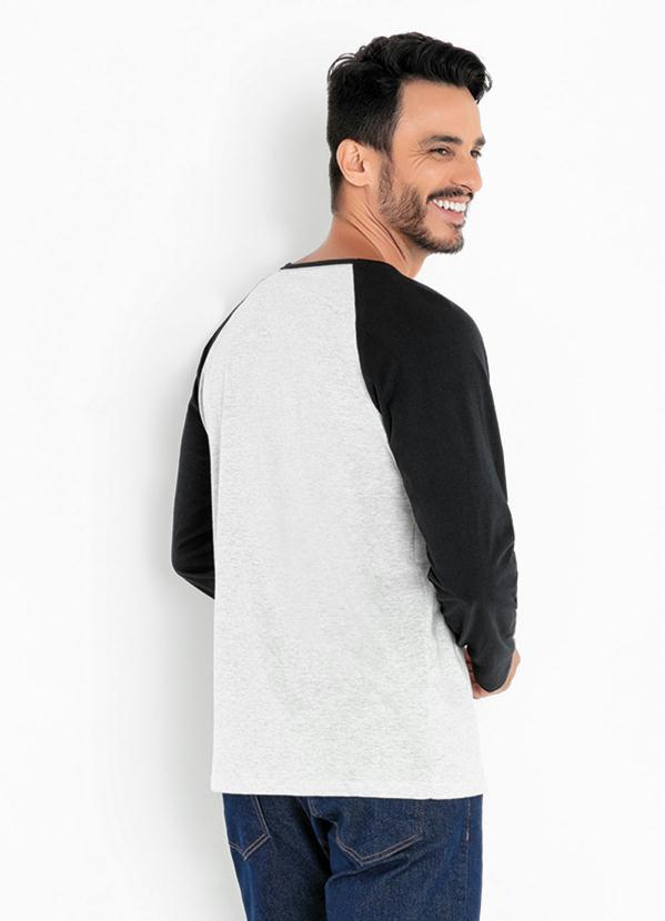 Outlet - Camiseta Cinza e Preto com Estampa Frontal 2