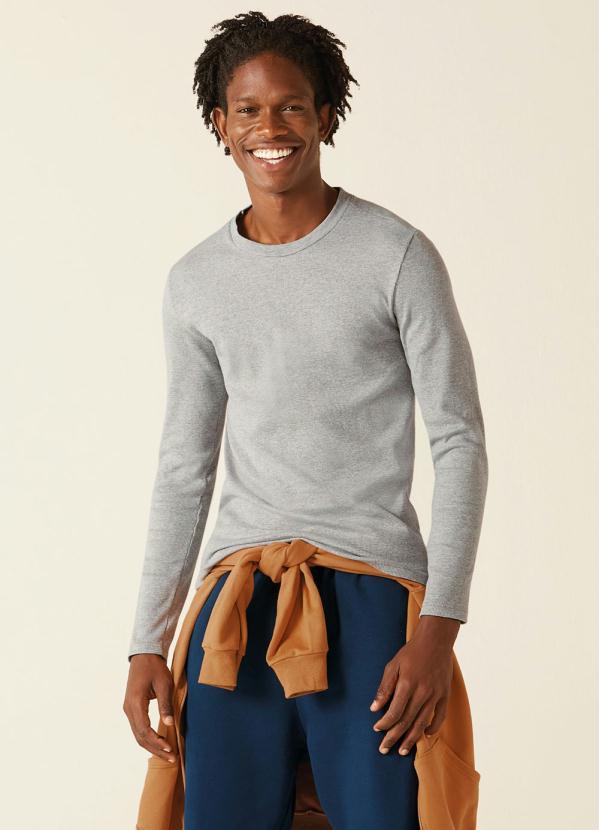 Malwee - Camiseta Cinza Tradicional Masculino