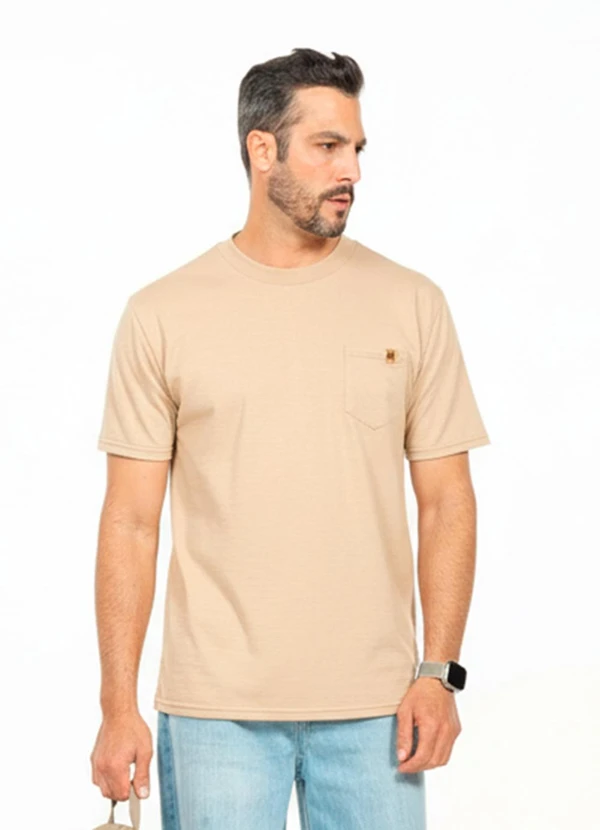 Cobertura - Camiseta com Bolso Bege