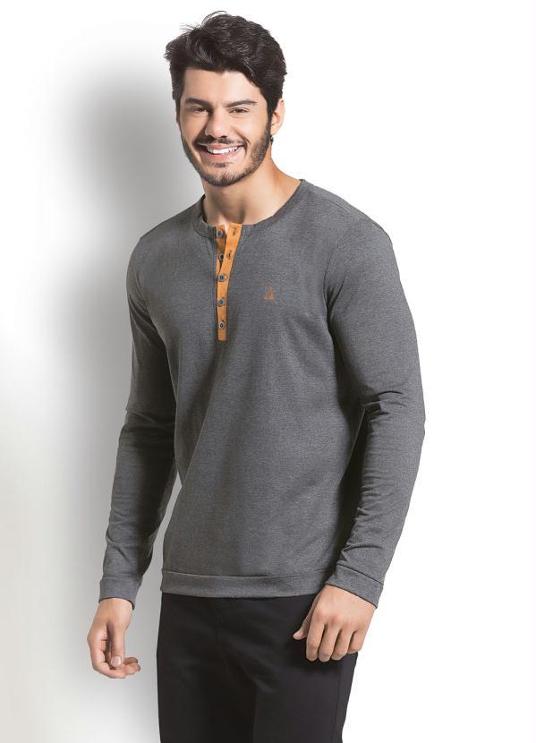 Outlet - Camiseta com Detalhe de Botões Chumbo 1