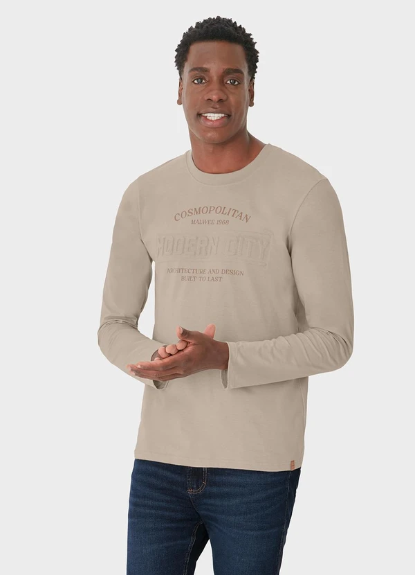 Malwee - Camiseta Cosmopolitan em Malha Bege