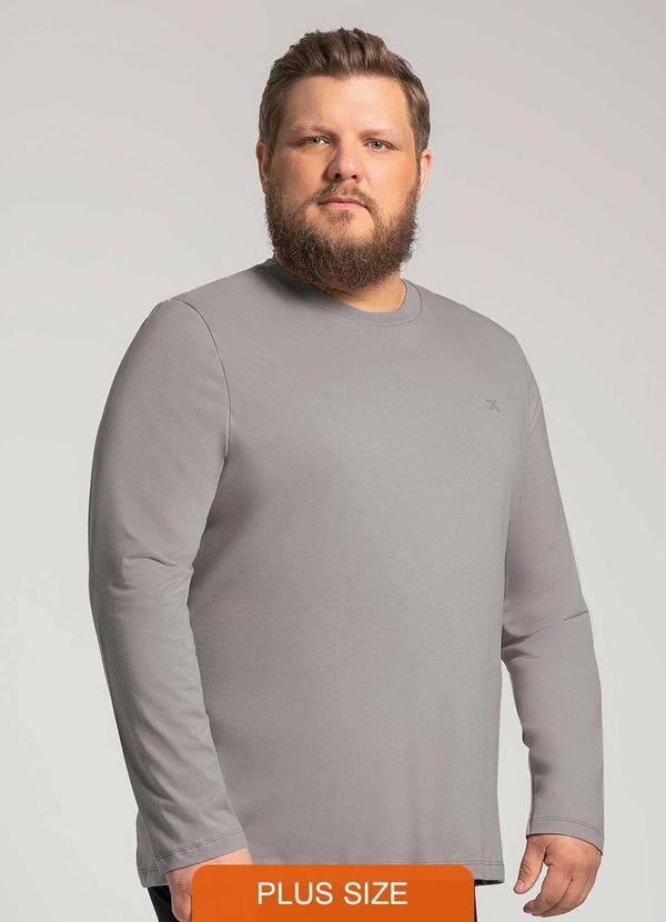 Exco - Camiseta de Manga Longa Plus Size Cinza